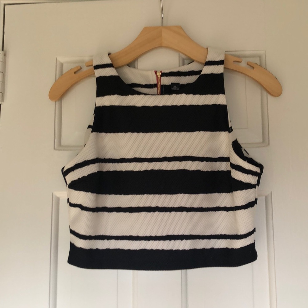 Design Lab Black and White Striped Crop Top